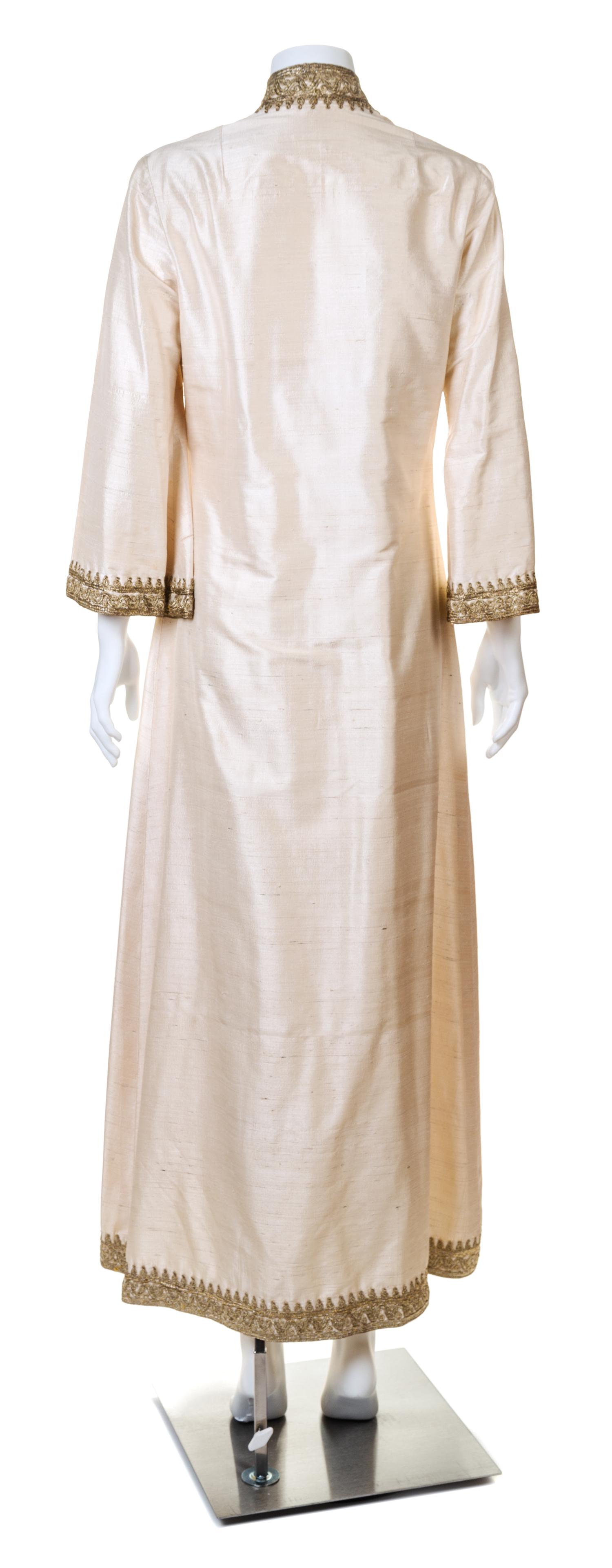 A Custom Cream Raw Silk Tanger Caftan, No size.