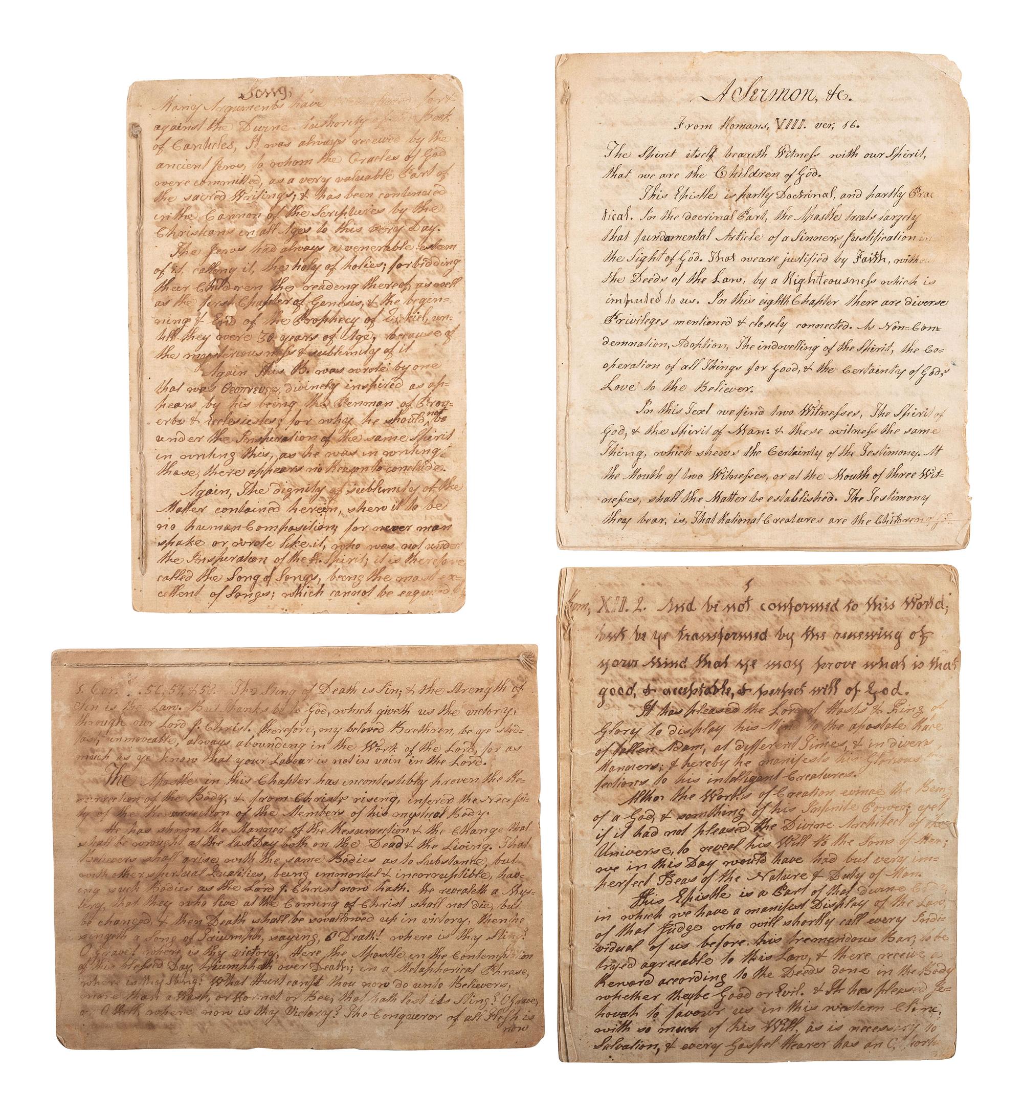 [RELIGION]. Manuscript sermons by the Rev. William Gaston Rosborough (ca 1763-1810).
