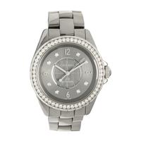 CHANEL, 'J12' CERAMIC AND DIAMOND WATCH, BOX & EXTRA LINKS