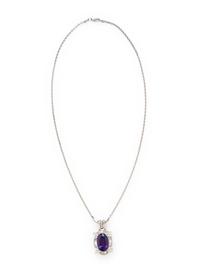 TANZANITE, DIAMOND, AND WHTE GOLD PENDANT NECKLACE