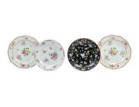 Four Chinese Famille Rose Porcelain Plates
