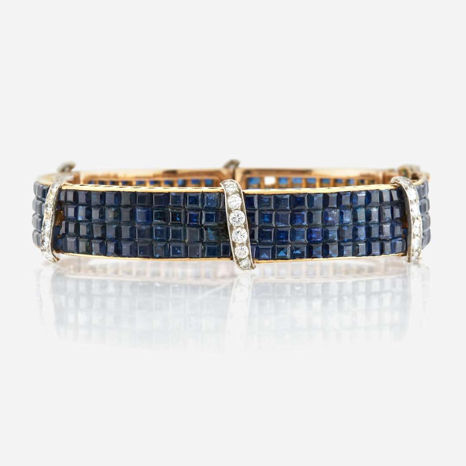 A Sapphire, Diamond, Gold, and Platinum Bracelet by Van Cleef & Arpels