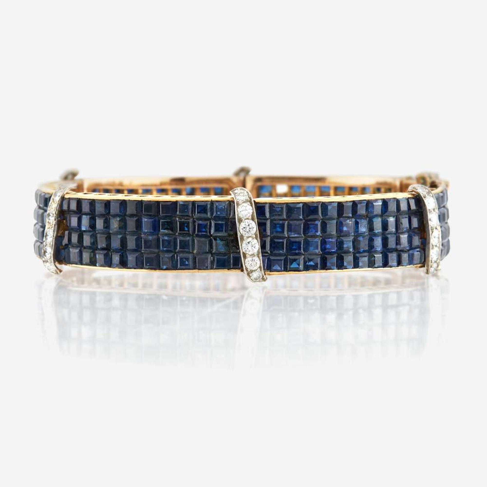 A Sapphire, Diamond, Gold, and Platinum Bracelet by Van Cleef & Arpels