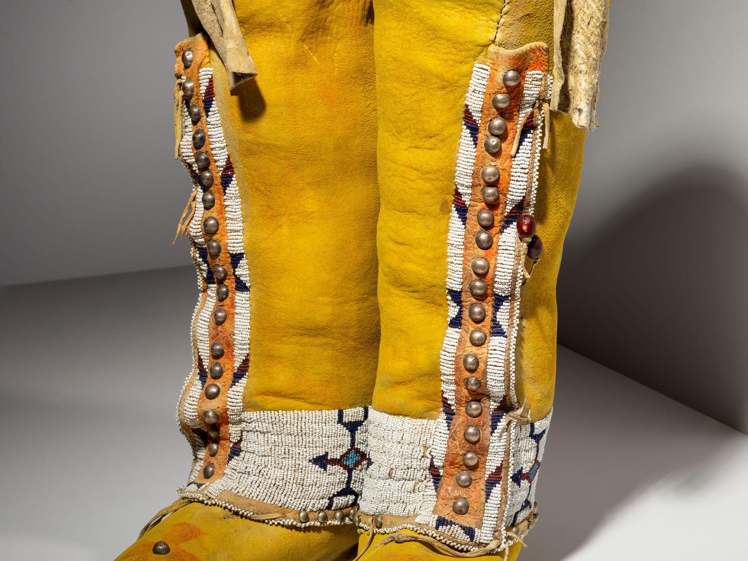 Arapaho Beaded Hide Leggings and Moccasins