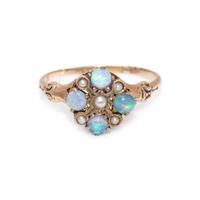 ANTIQUE, OPAL AND SEED PEARL RING