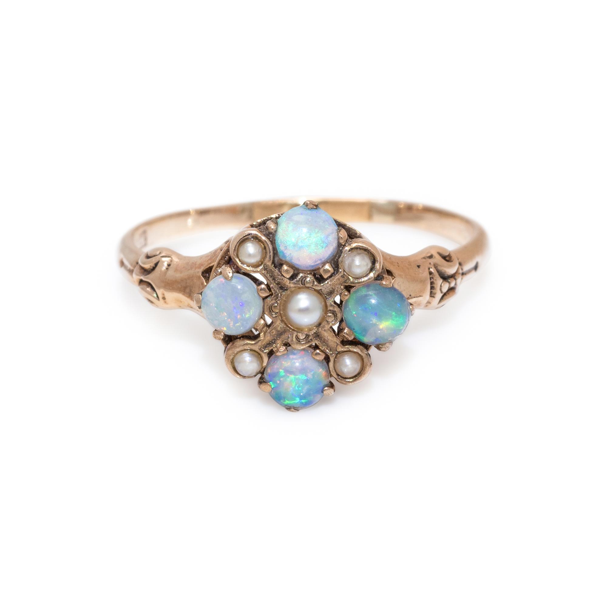ANTIQUE, OPAL AND SEED PEARL RING