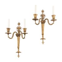 A Pair of North European Gilt Bronze Two-Branch Wall-Lights