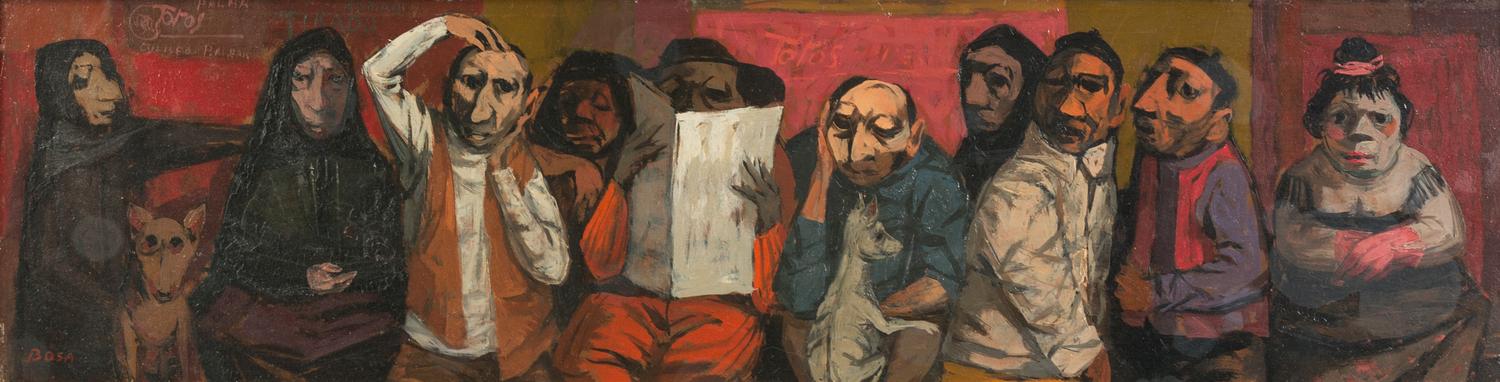 Louis Bosa, (Italian, 1905-1981), Waiting in Line