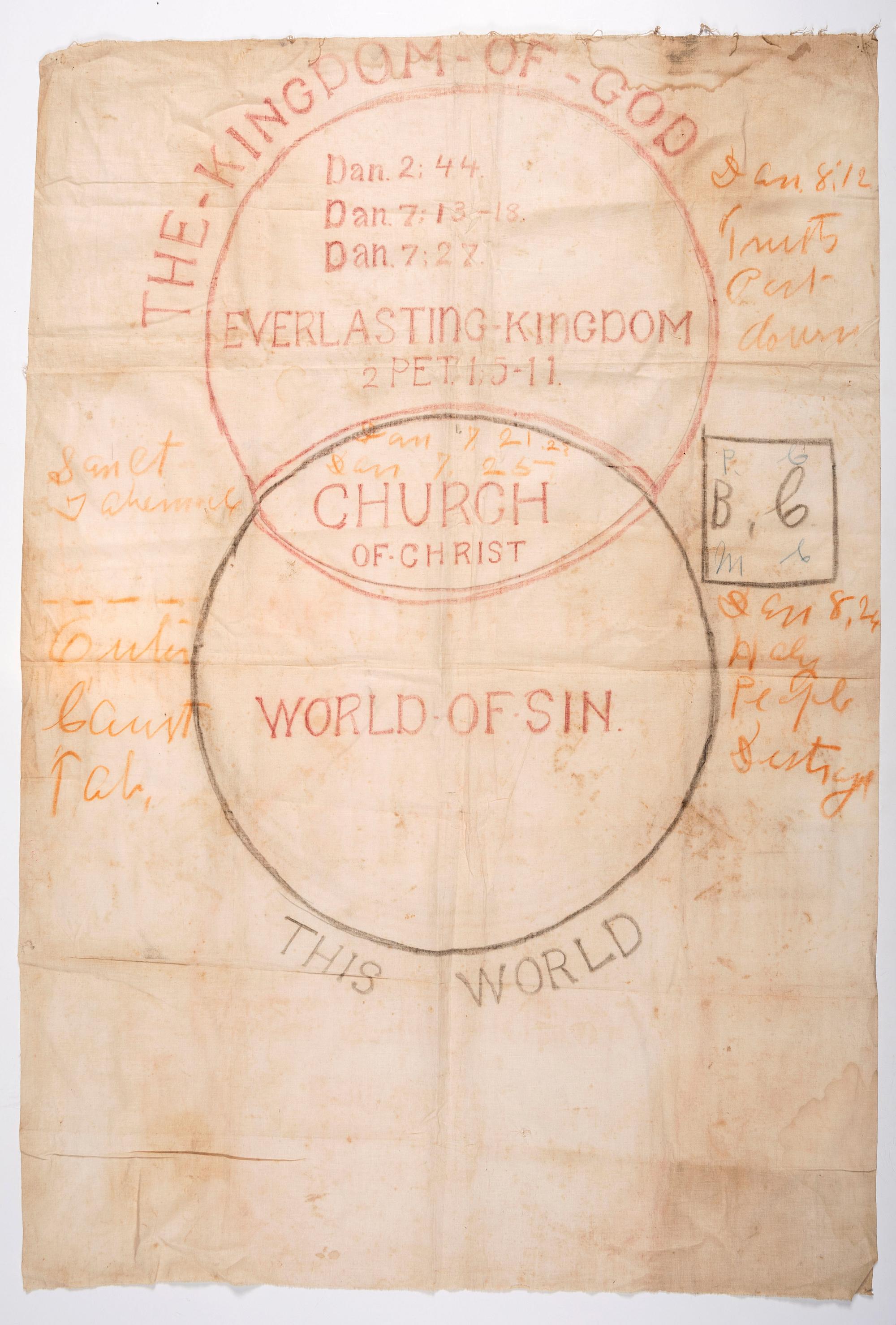 [RELIGION]. A group of 3 illustrated church tent revival banners. [ca 1910s-1920s].
