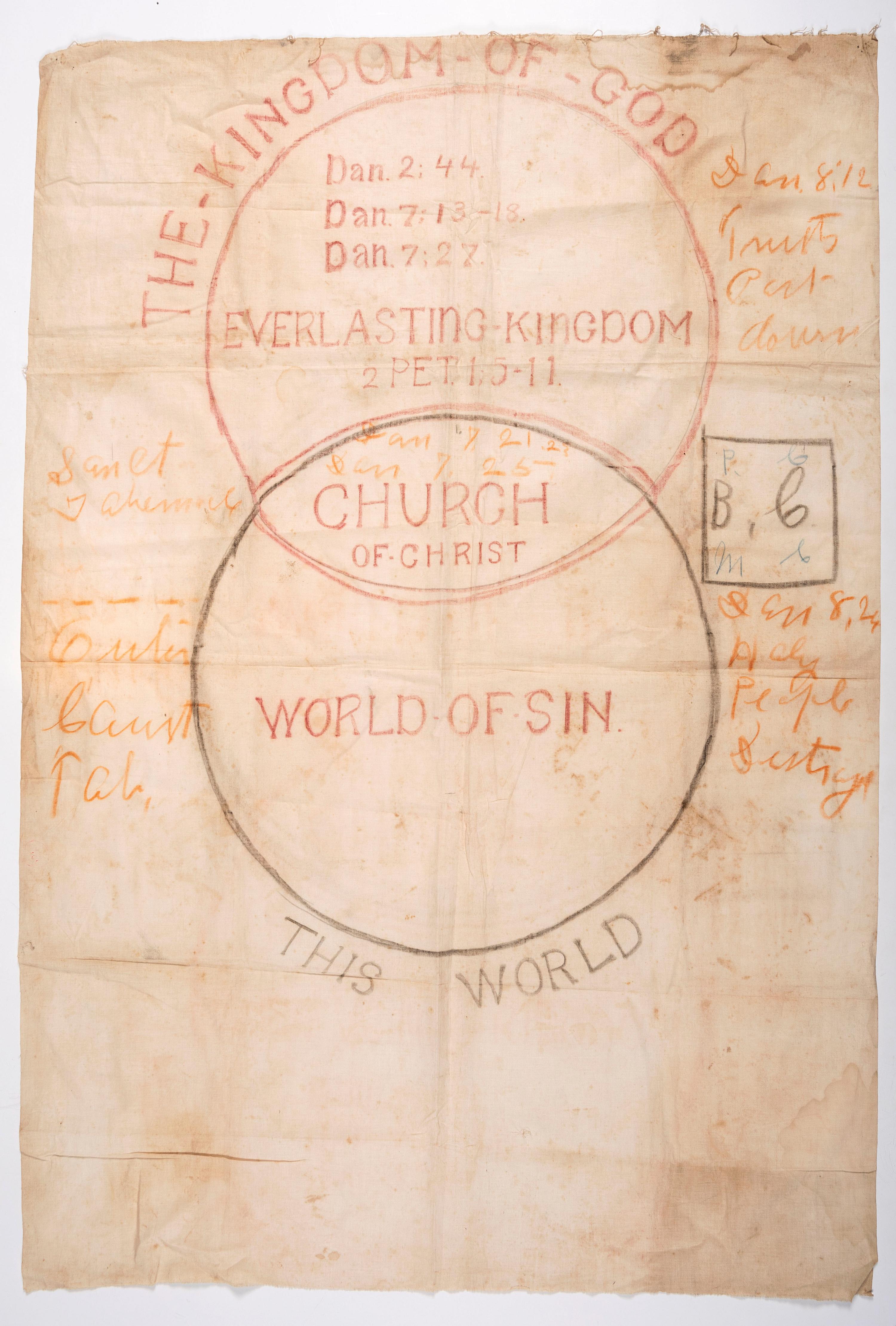 [RELIGION]. A group of 3 illustrated church tent revival banners. [ca 1910s-1920s].