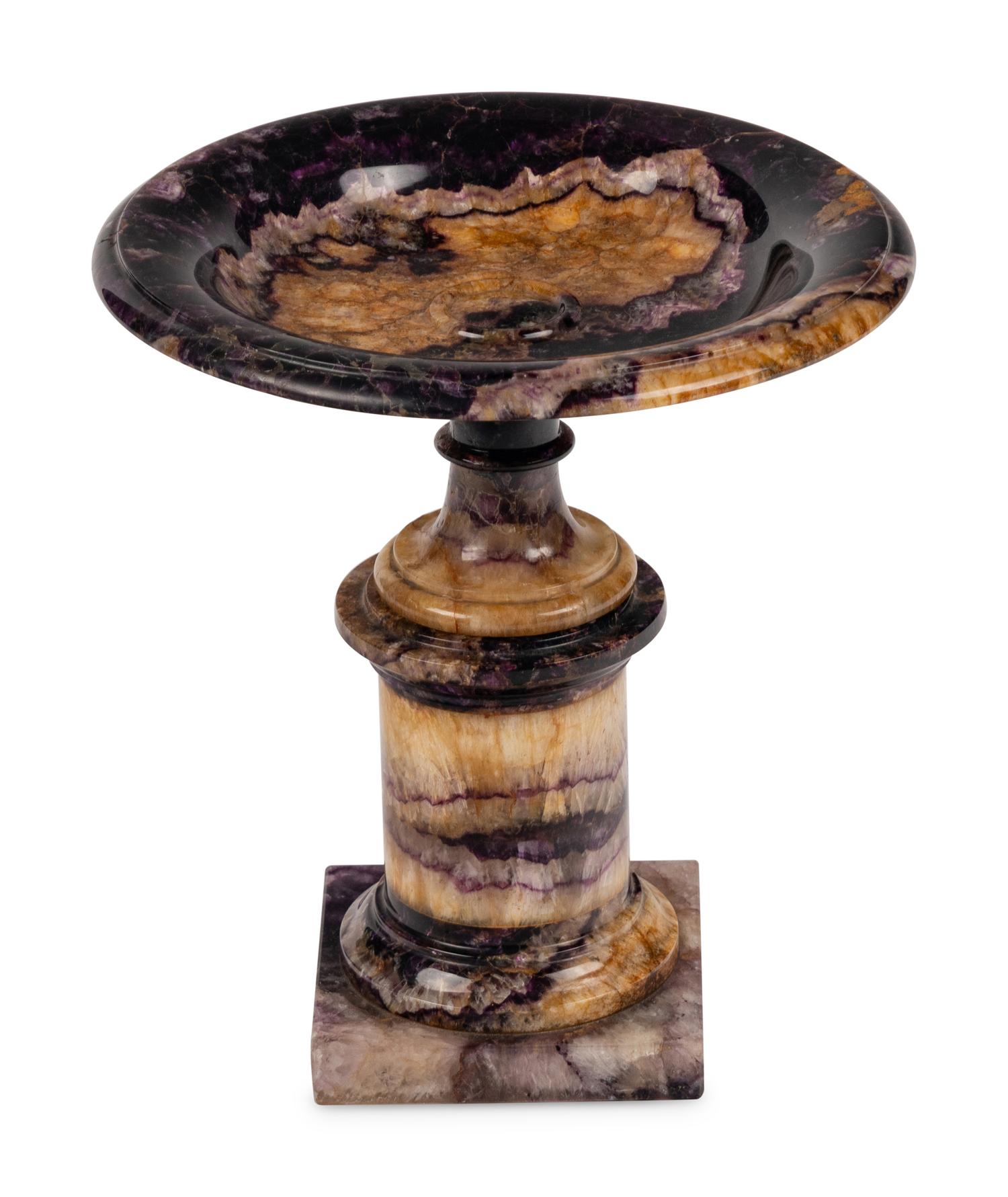 An English Carved Blue John Tazza