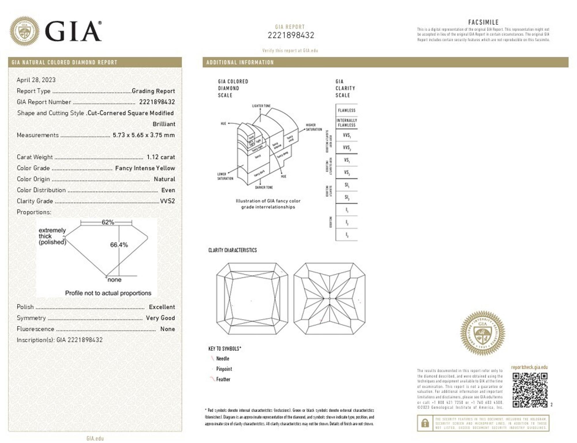 FANCY INTENSE YELLOW DIAMOND AND DIAMOND RING