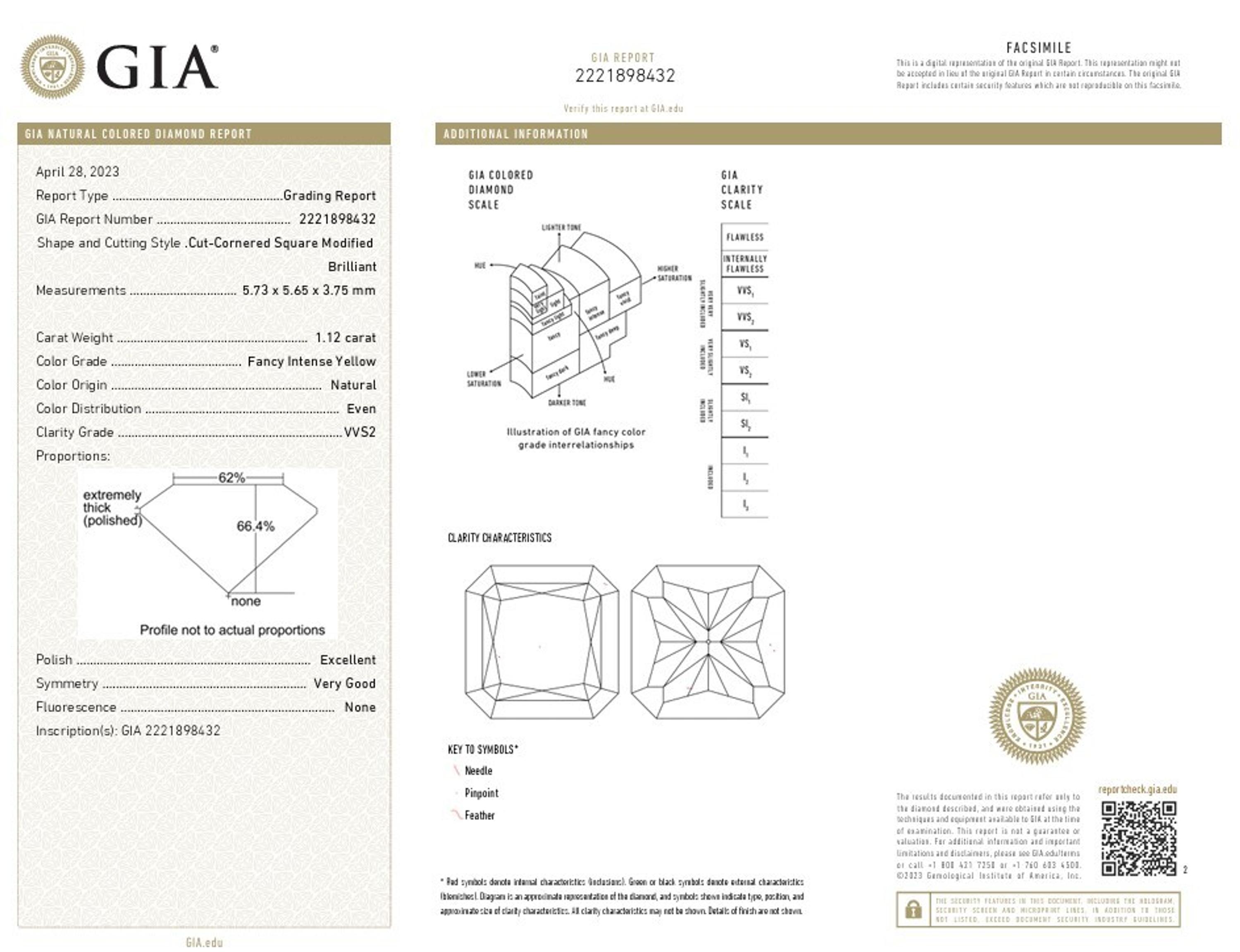 FANCY INTENSE YELLOW DIAMOND AND DIAMOND RING