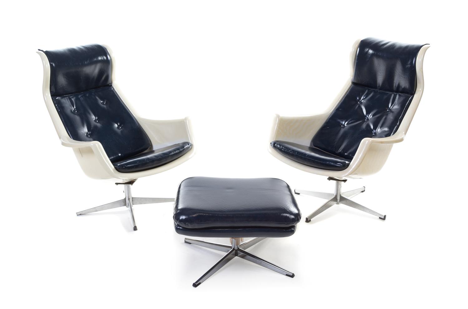 Alf Svensson and Yngve Sandstrom, DUX, 1970s, a pair of Galaxy chairs, with one ottoman