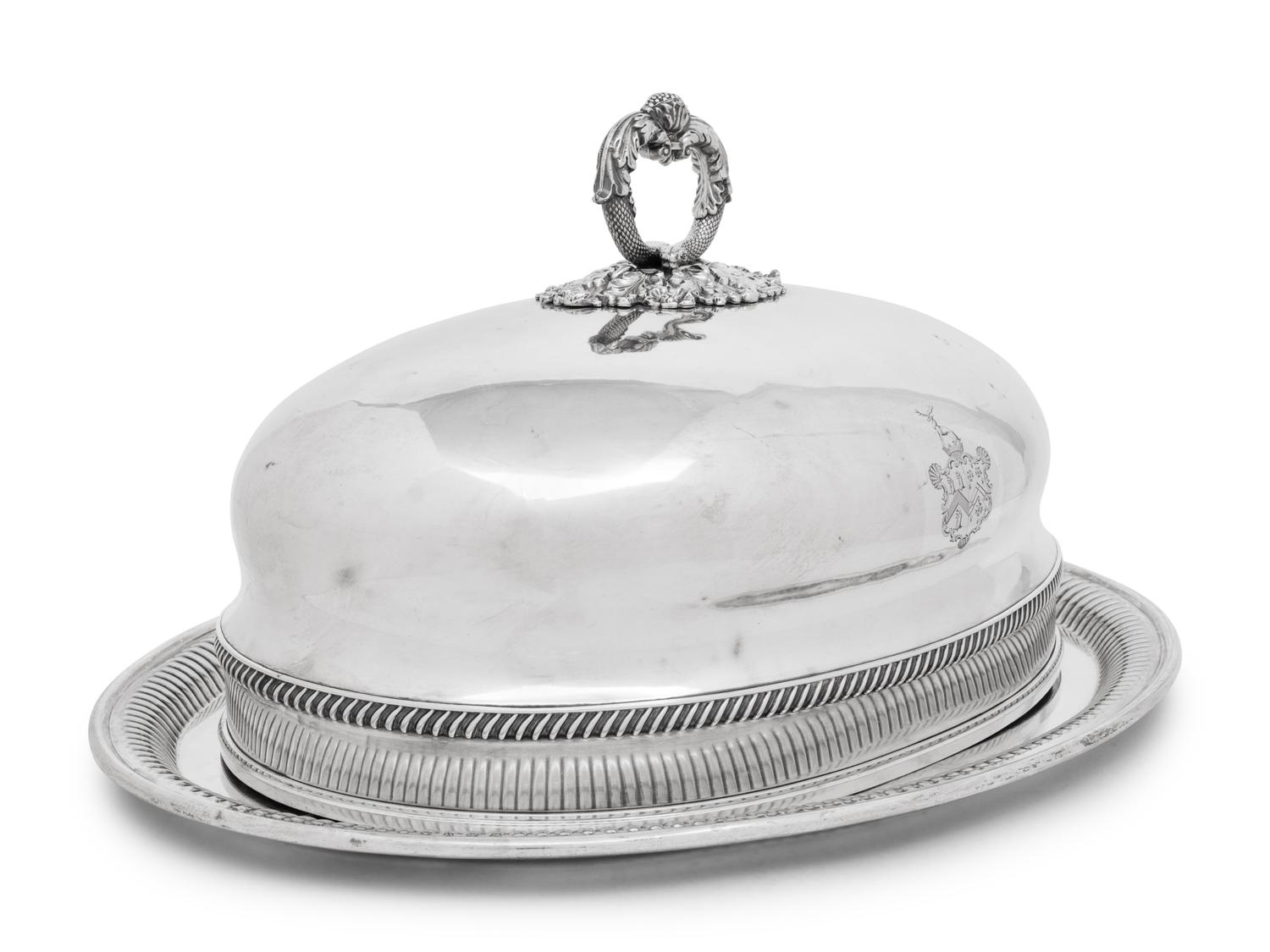 An English Silver-Plate Meat Dome and Associated Tray