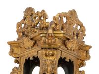 An Italian Giltwood Gondola Lantern on Velvet Covered Pole