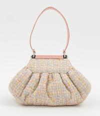 A Judith Leiber Boucle and Crystal Floral Motif Handbag, 7.5" X 4.5" X 3.5"; Handle drop: 4".
