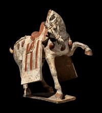 A Chinese Painted Pottery Figure of a Horse