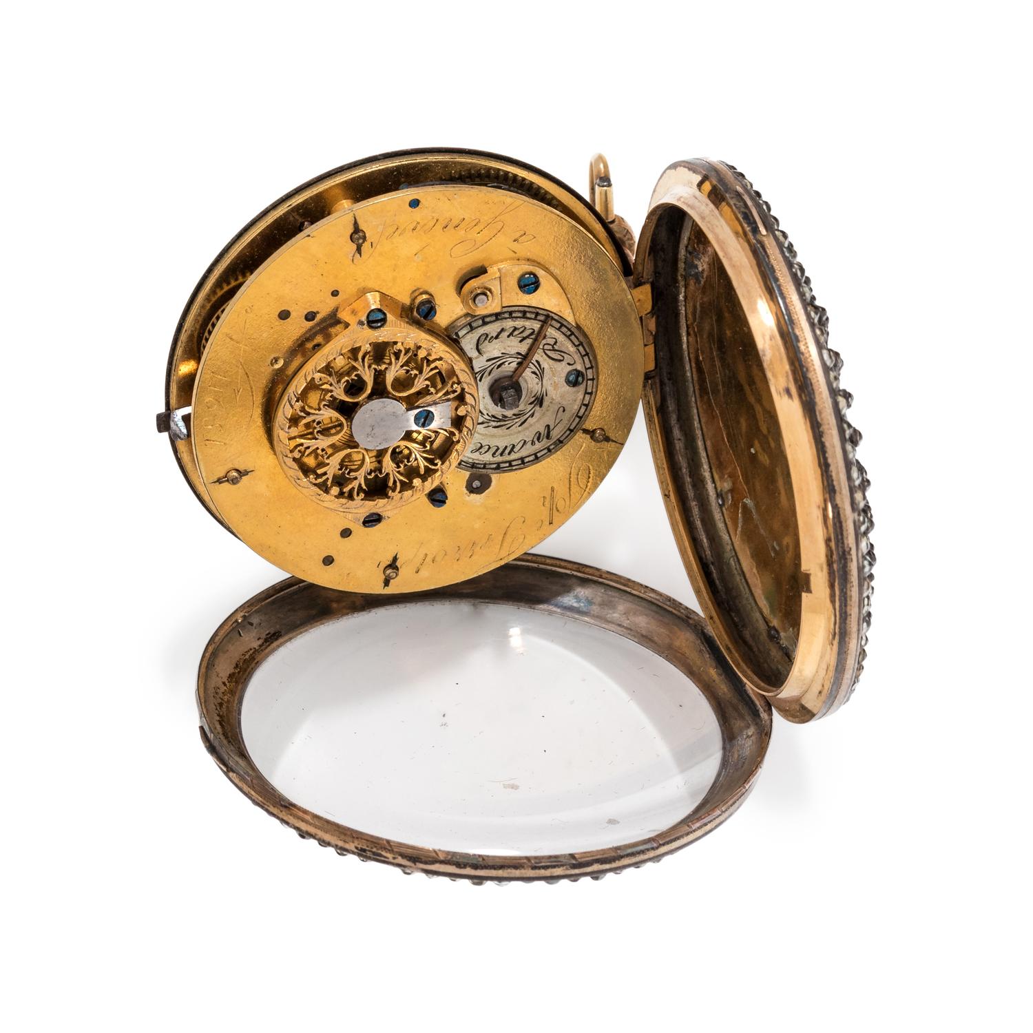 PHILIPPE TERROT, PASTE AND ENAMEL POCKET WATCH