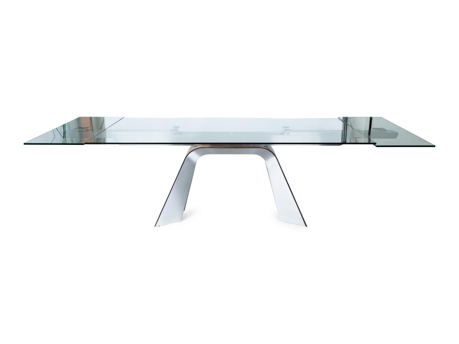 A Contemporary Steel, Wood Veneer and Glass Top Table — 21ST CENTURY
