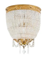 A French Gilt Bronze Beaded Ceiling Fixture Diameter 16 inches. — EARLY 20TH CENTURY