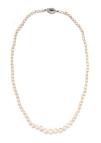 A Vintage Graduated Single Strand Cultured Pearl Necklace, French,