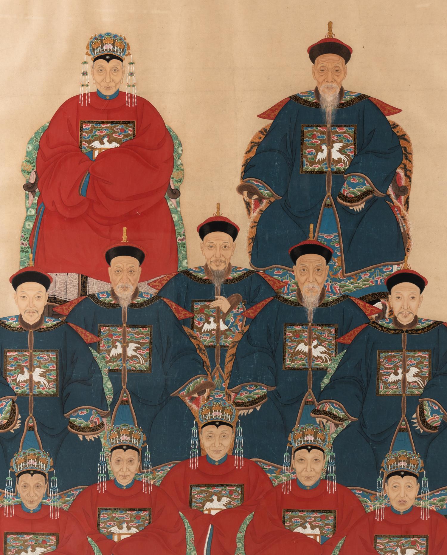 A Chinese Ink and Color Painting of Court Figures