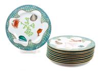 Ten Lynn Chase Porcelain Dinner Plates Diameter: 10 1/2 inches.