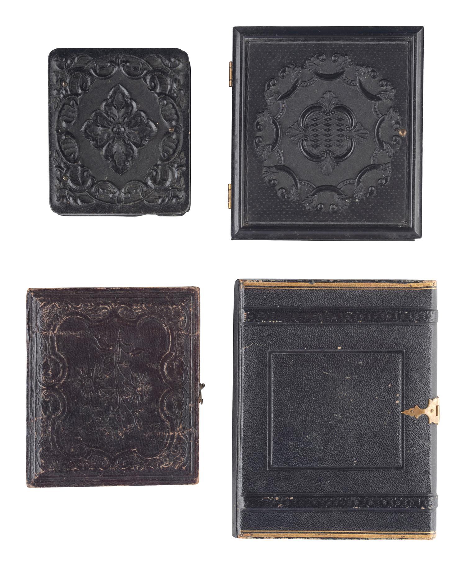[EARLY PHOTOGRAPHY]. A group of 12 daguerreotypes, ambrotypes, and tintypes of couples housed in 8 cases, including some Union cases.
