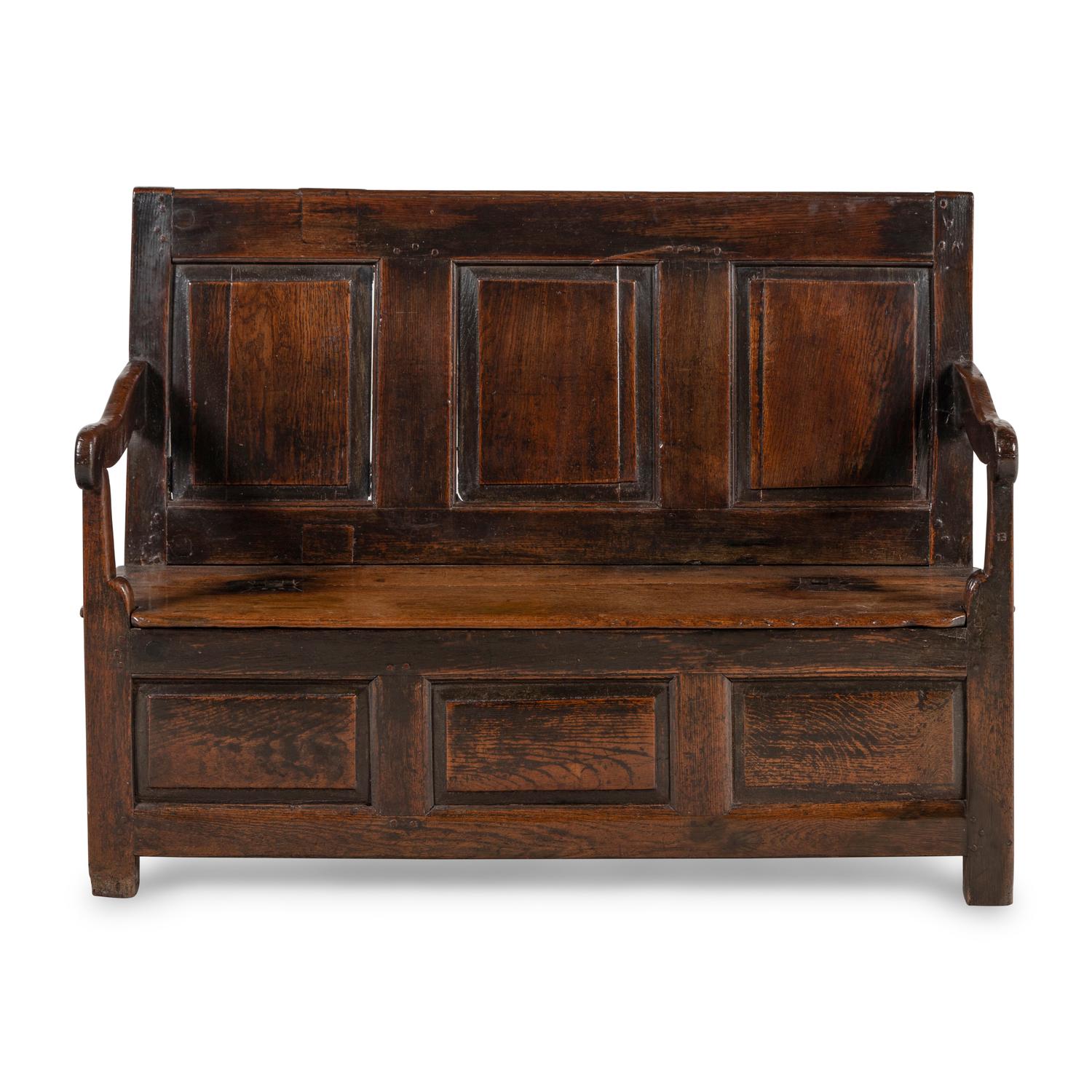 An English Oak Box Settle