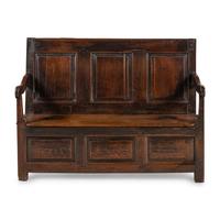An English Oak Box Settle