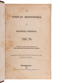 [ENSLAVEMENT]. The African Repository , and Colonial Journal. Vol. VI. Washington: 1831.