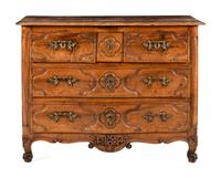 A French Provincial Walnut Serpentine Front Commode
