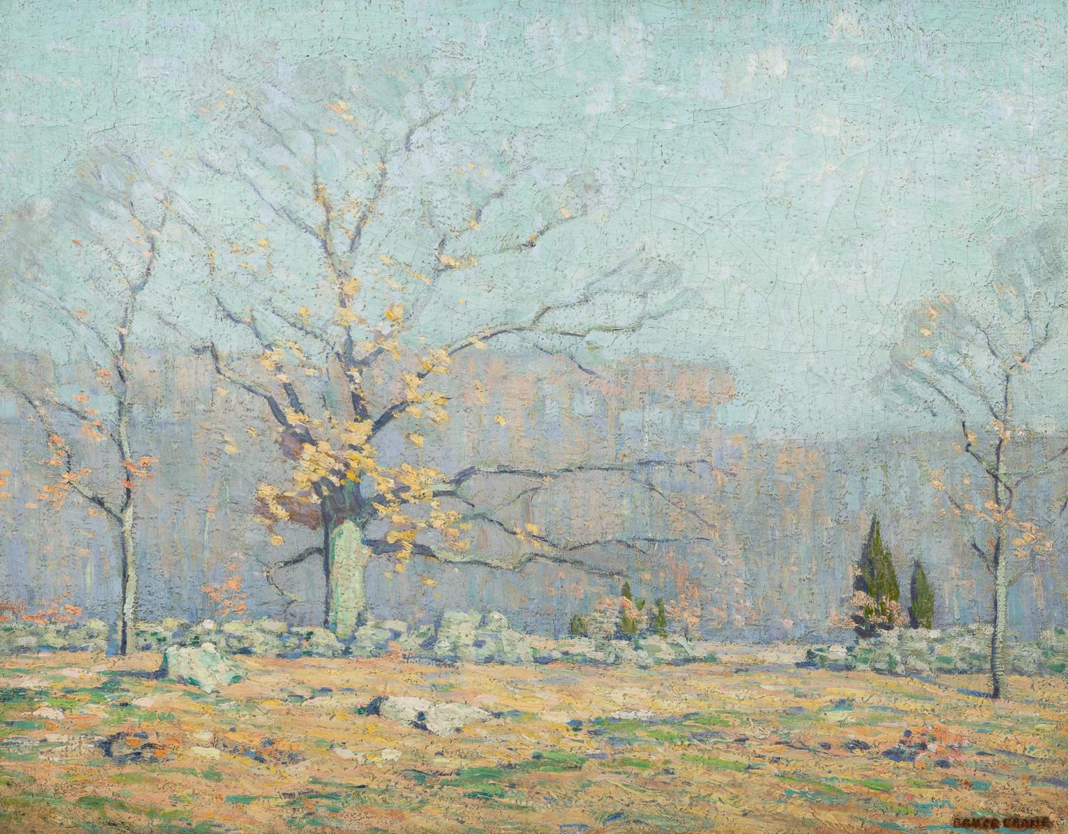 Landscape with Tree and Stone Wall