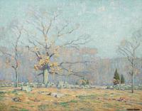 Landscape with Tree and Stone Wall