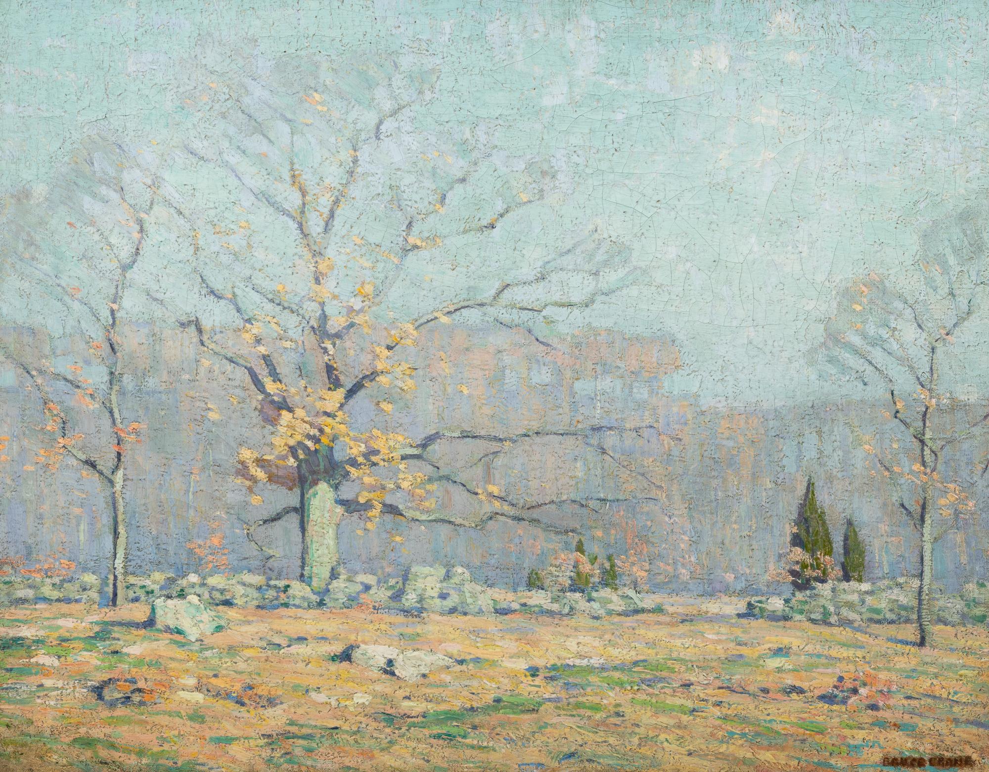 Landscape with Tree and Stone Wall