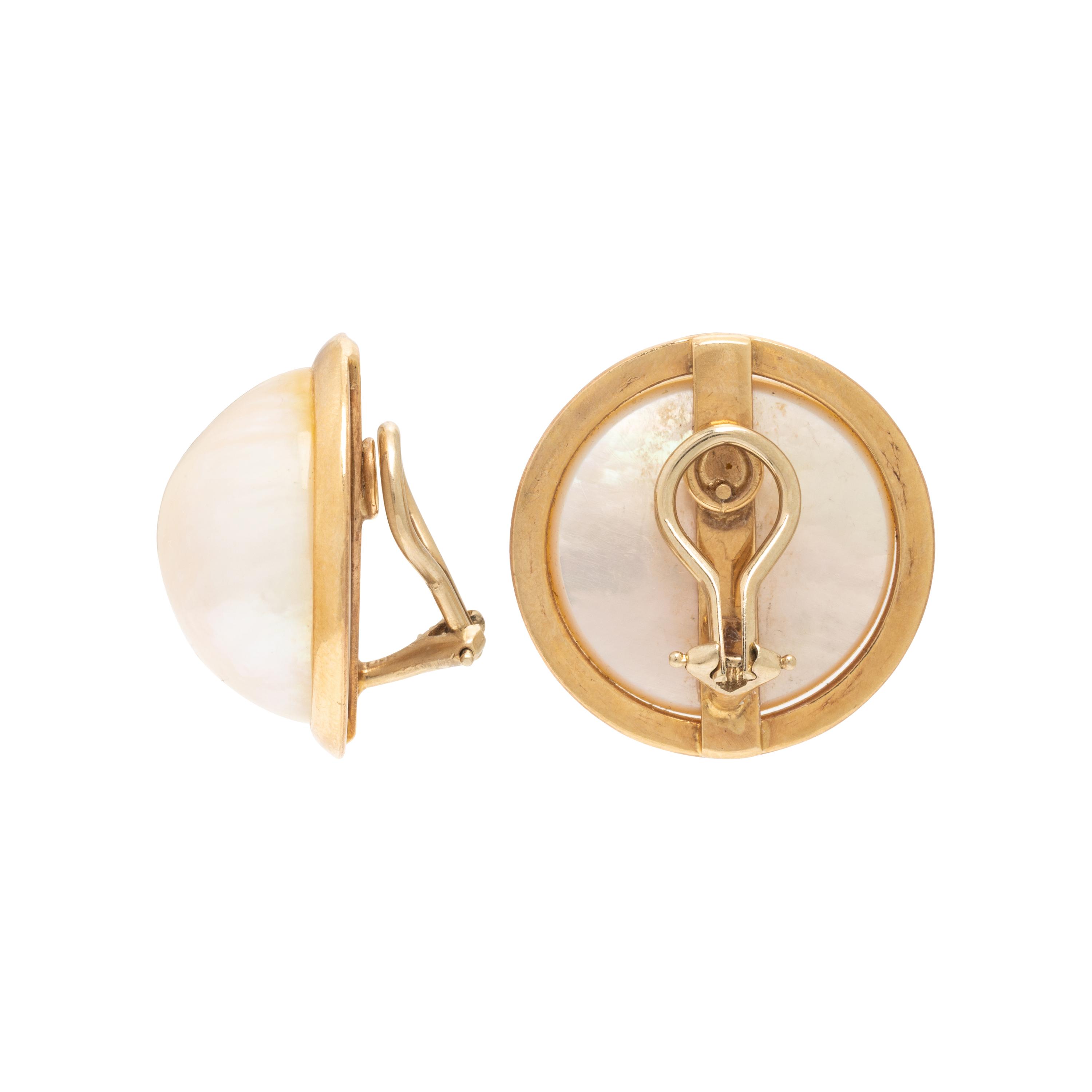 Yellow Gold and Mabé Pearl Earrings