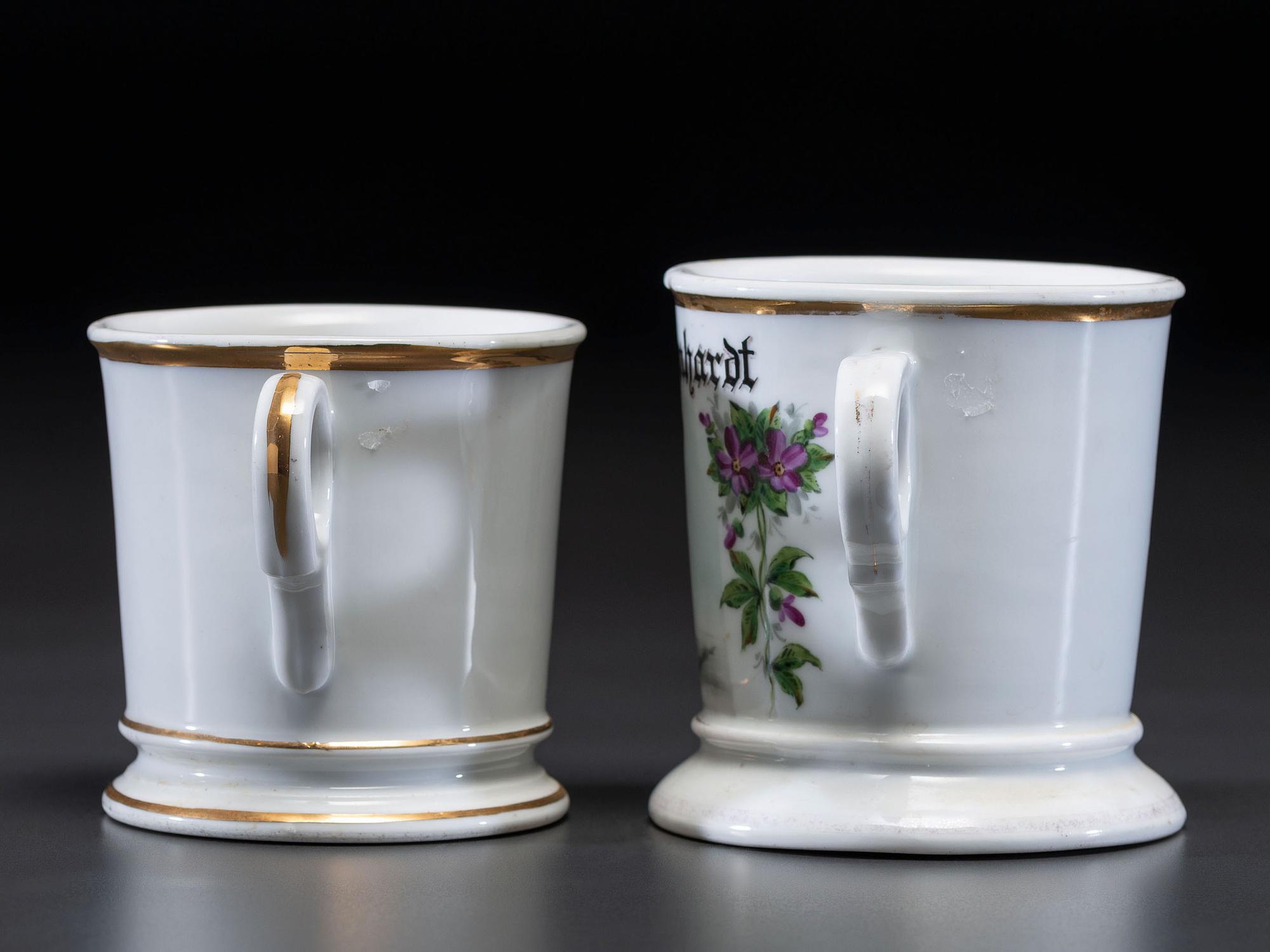 Two Porcelain Occupational Shaving Mugs