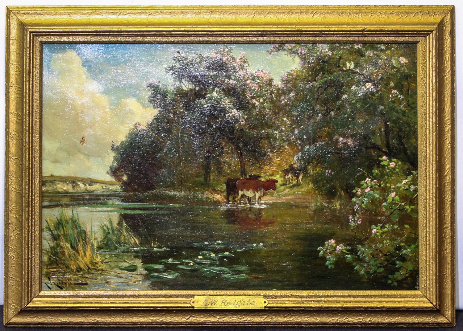 Arthur William Redgate, (British, 1860-1906), Wading Cattle