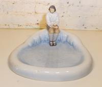 A Bing & Grondahl Porcelain Vide Poche Width 13 3/4 inches.