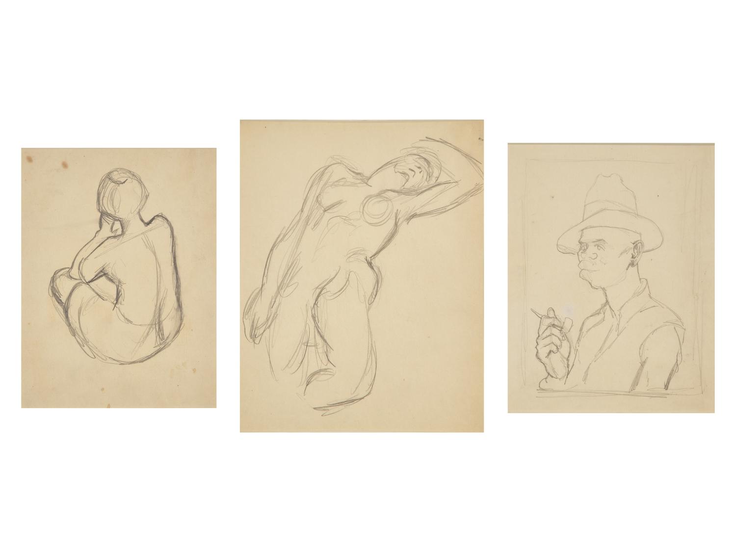Three Works: The Smoker; together with Two Sketches of a Nude (3)