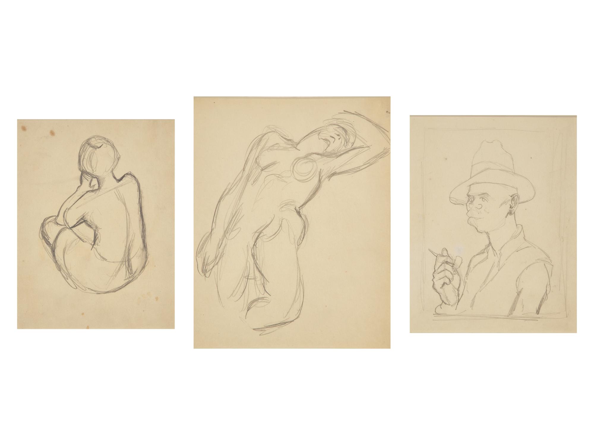 Three Works: The Smoker; together with Two Sketches of a Nude (3)