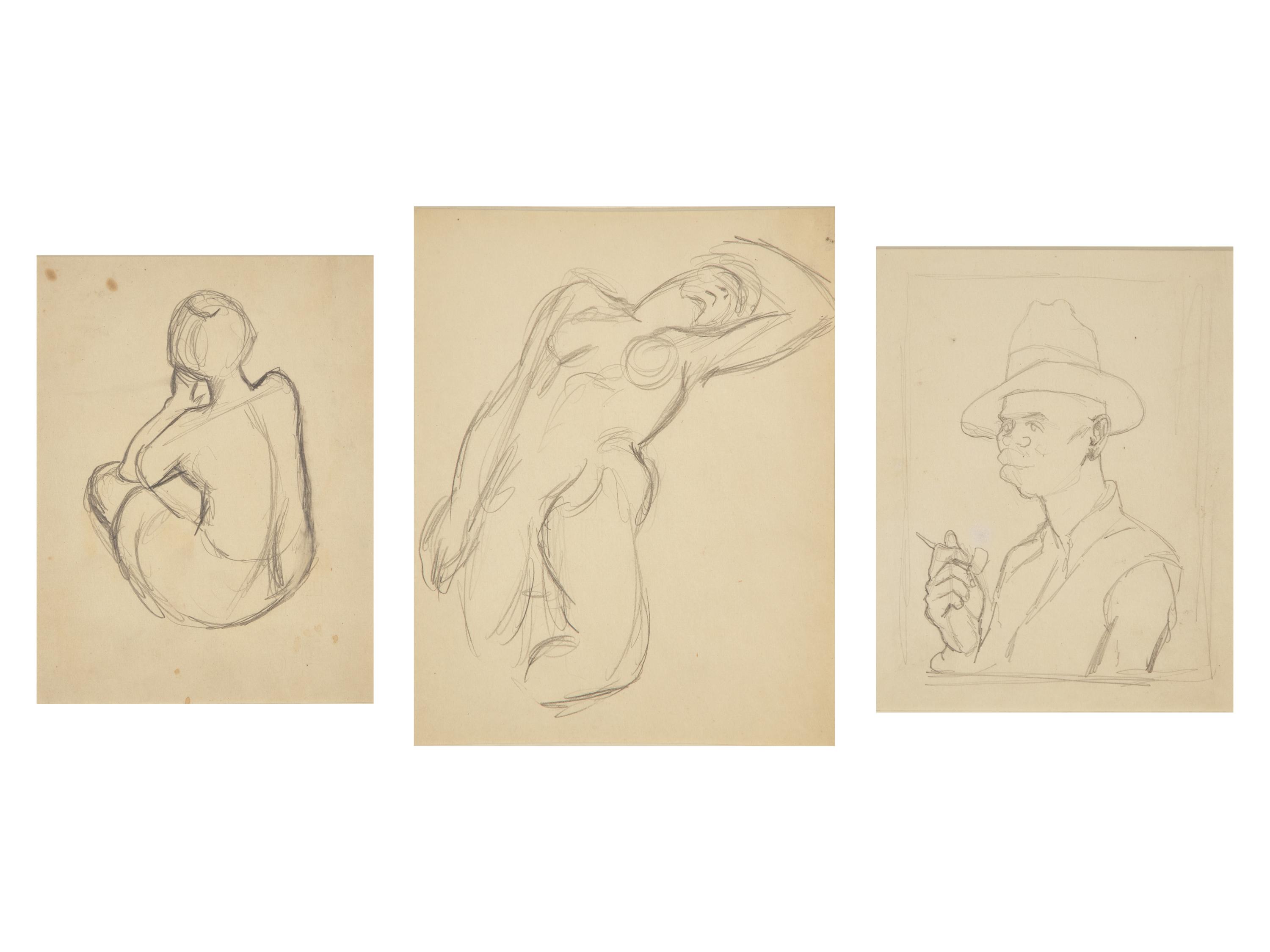 Three Works: The Smoker; together with Two Sketches of a Nude (3)