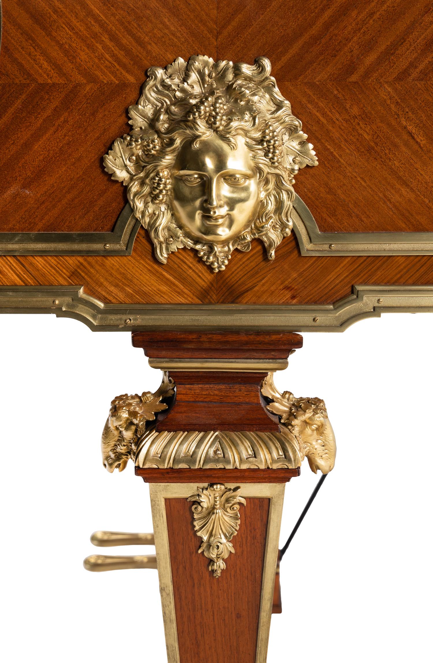 A Régence Style Gilt Bronze Mounted Mahogany, Kingwood and Tulipwood Grand Piano