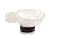 A Carved Rock Crystal Bowl Height 4 1/2 x width of bowl 11 5/8 inches. — 20TH CENTURY