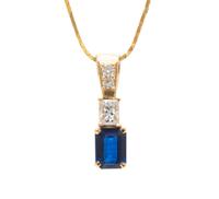 A Yellow Gold, Sapphire and Diamond Pendant, 2.00 dwts.