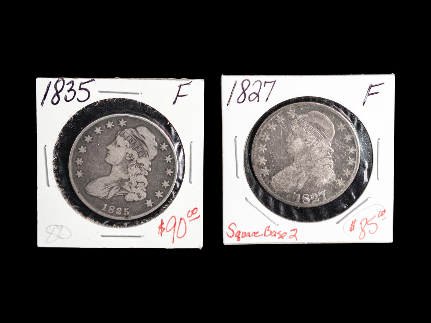 Two Capped Bust 50c Coins