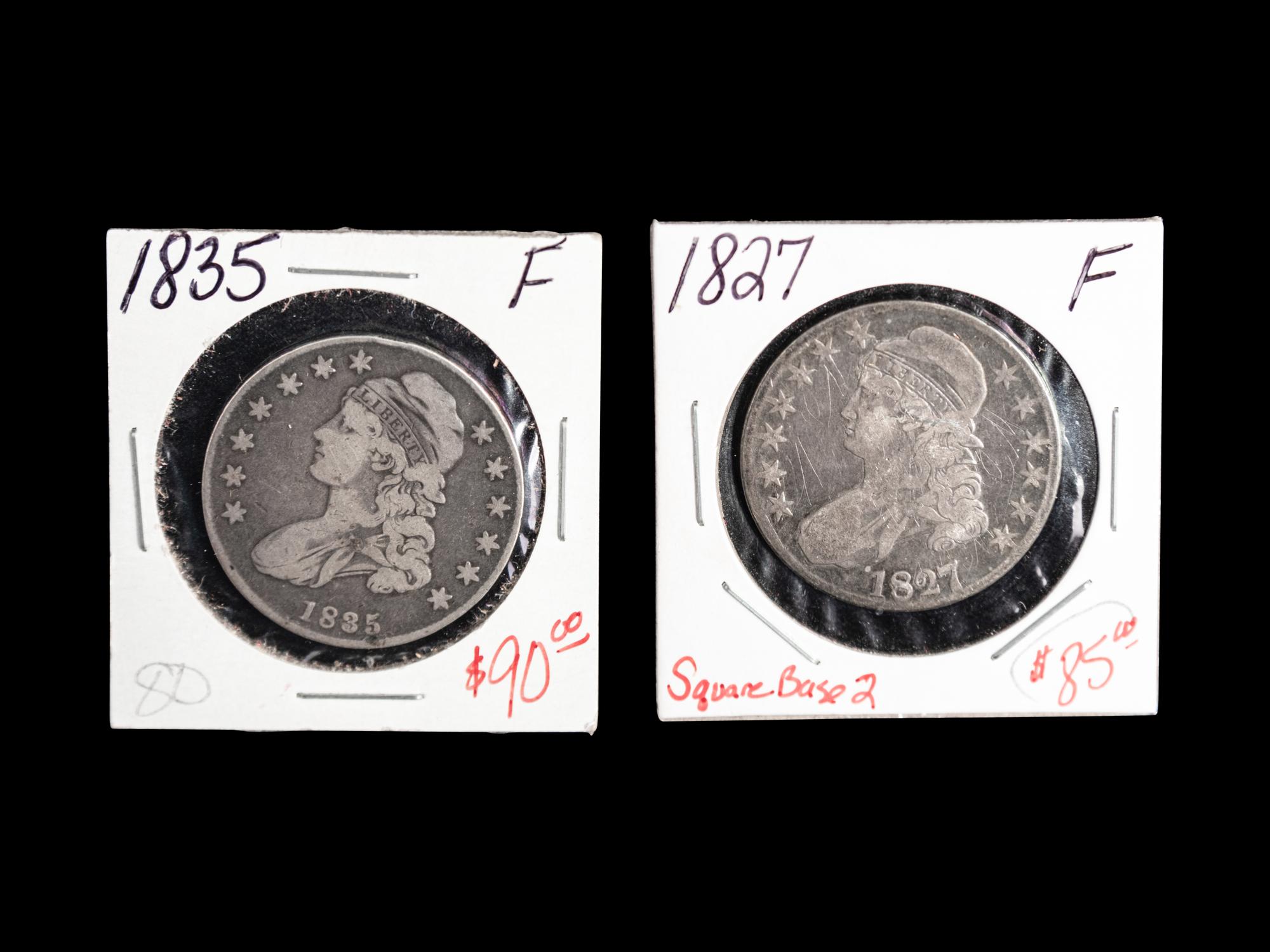 Two Capped Bust 50c Coins