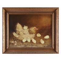 Ben Austrian (1870-1921) A Hen and Her Chickens
