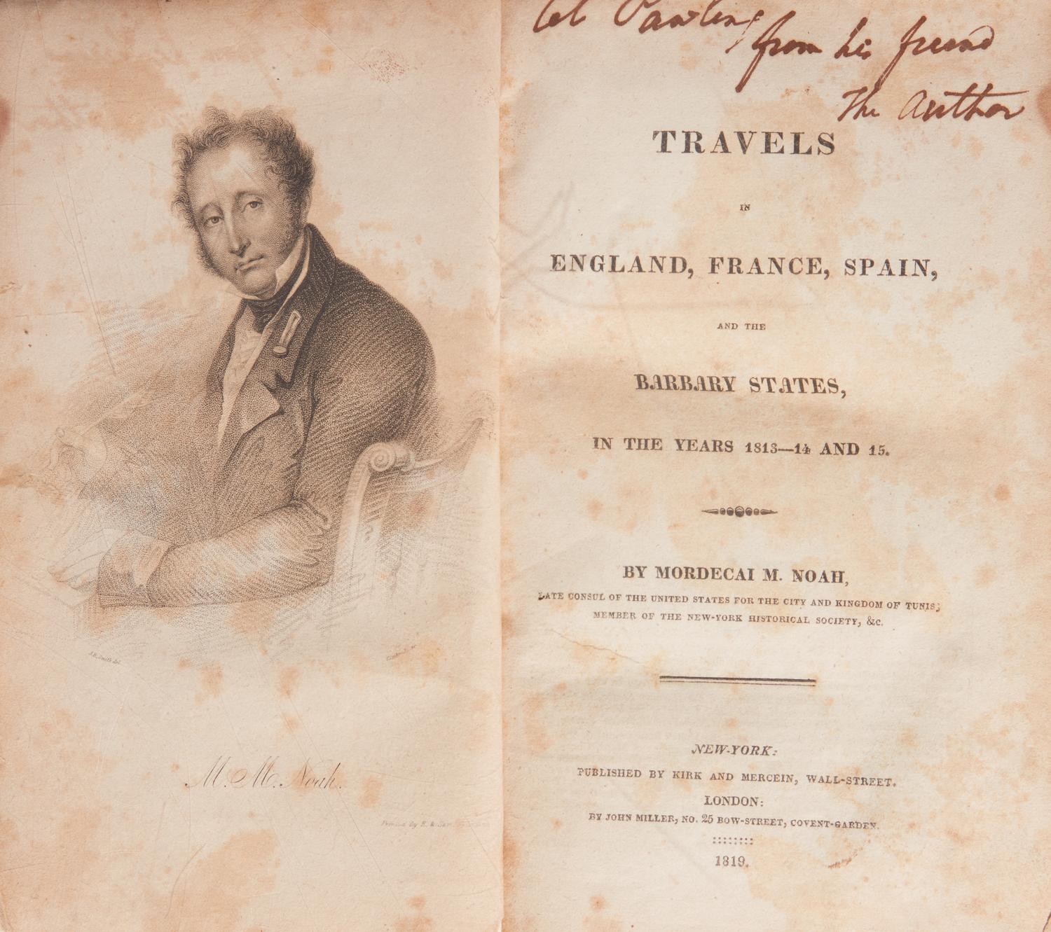 [Americana] Noah, Mordecai M. Travels in England, France, Spain, and the Barbary States , in the Years 1813-14 and 15